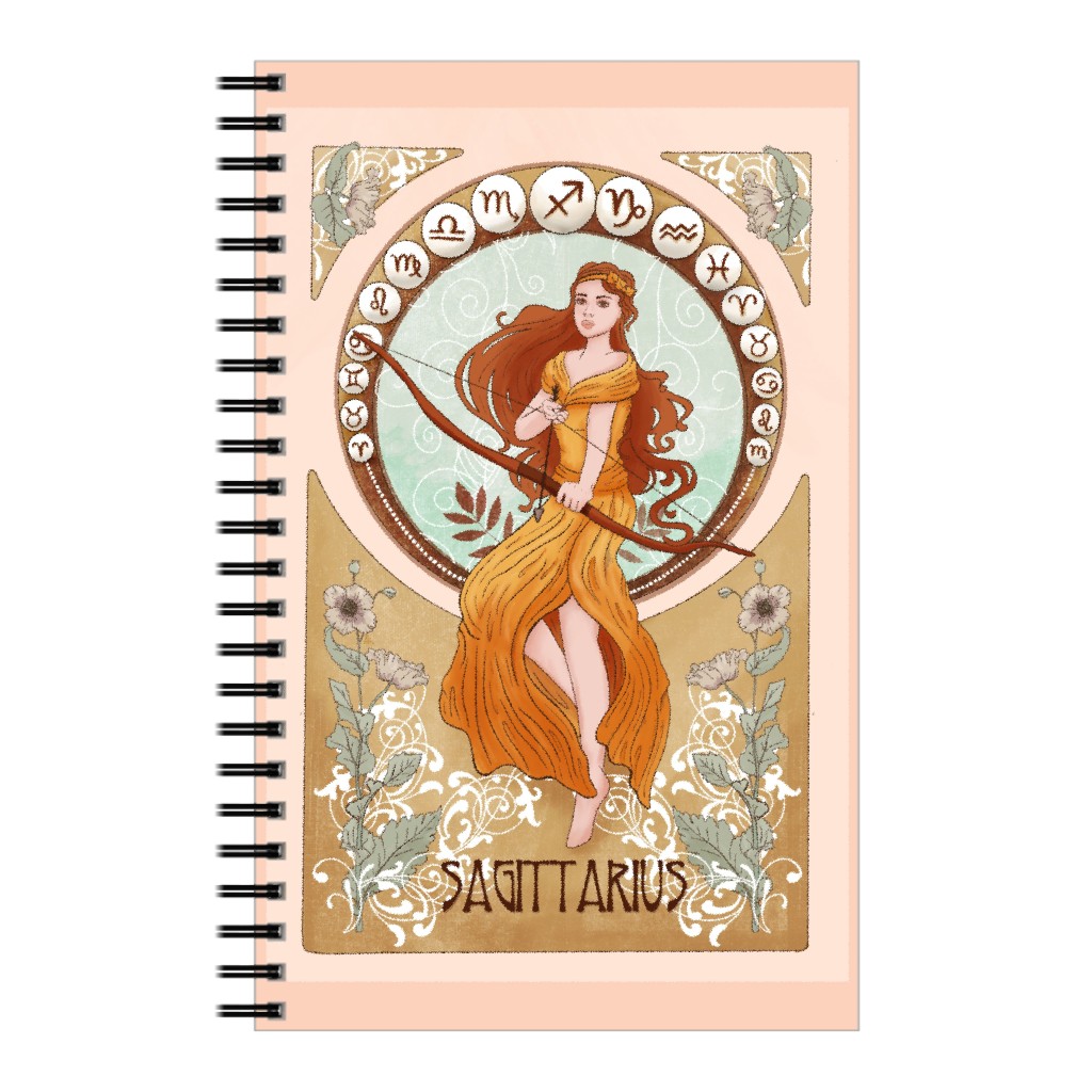 Art Nouveau - Sagittarius Notebook, 5x8, Multicolor