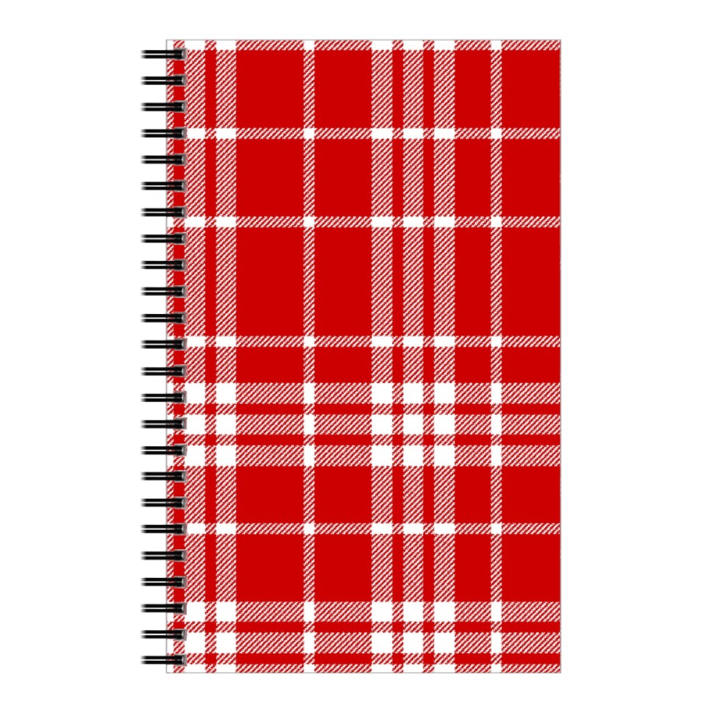 Tartan Check Notebook, 5x8, Red, Red