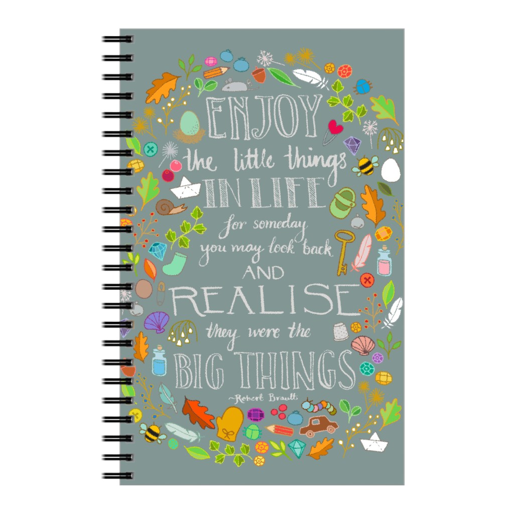 Enjoy the Little Things - a Quote Notebook, 5x8, Gray