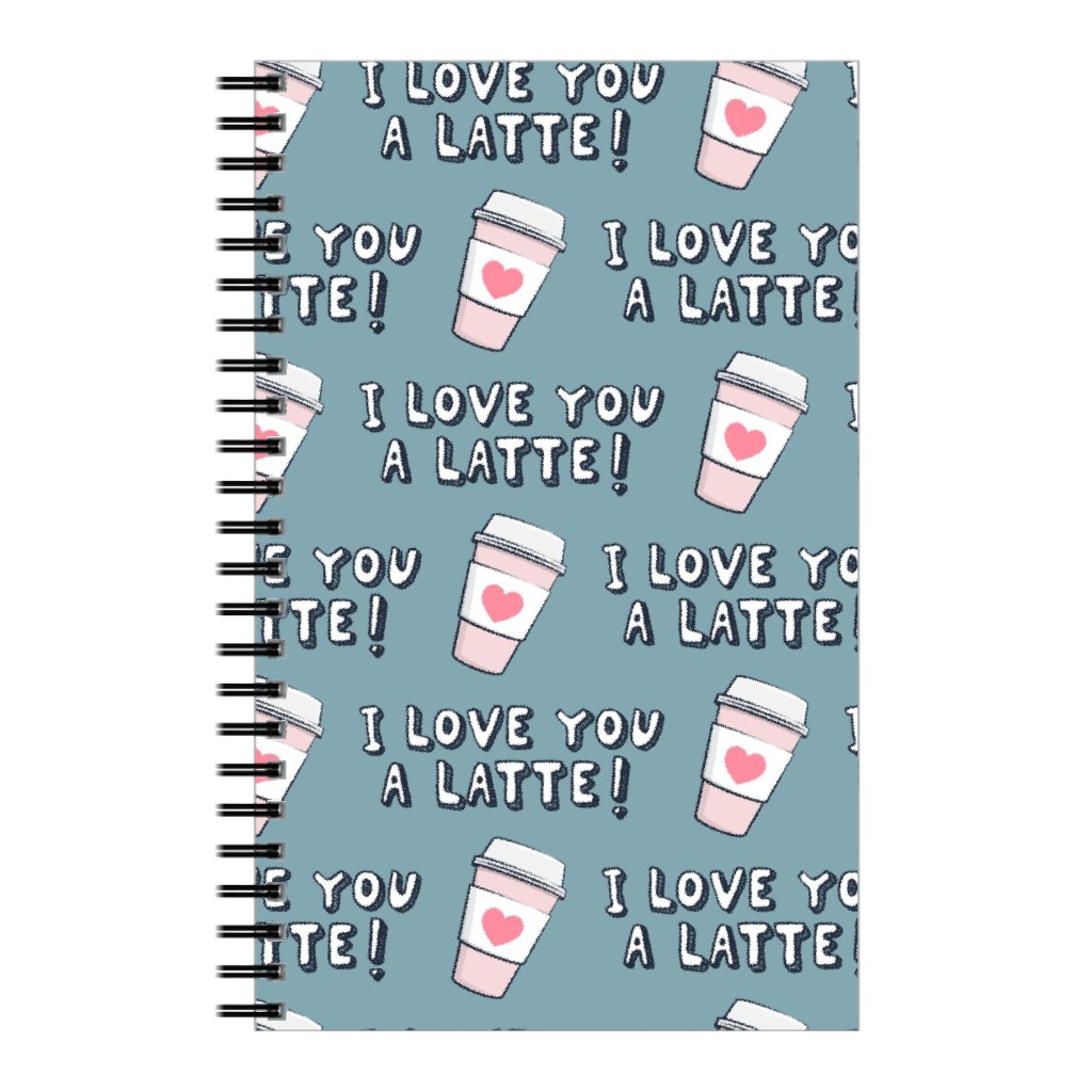 I Love You Latte! - Heart Coffee Cup - Blue Notebook, 5x8, Blue