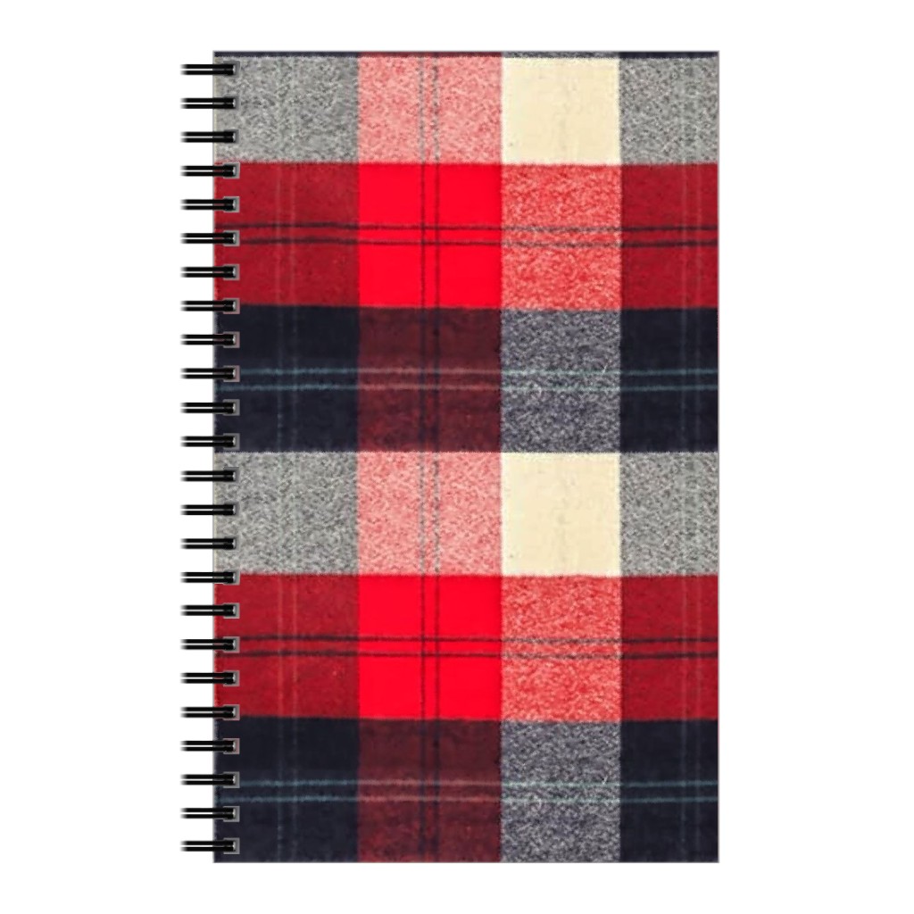 Lumberjack Flannel Buffalo Plaid - Red Notebook, 5x8, Red, Red