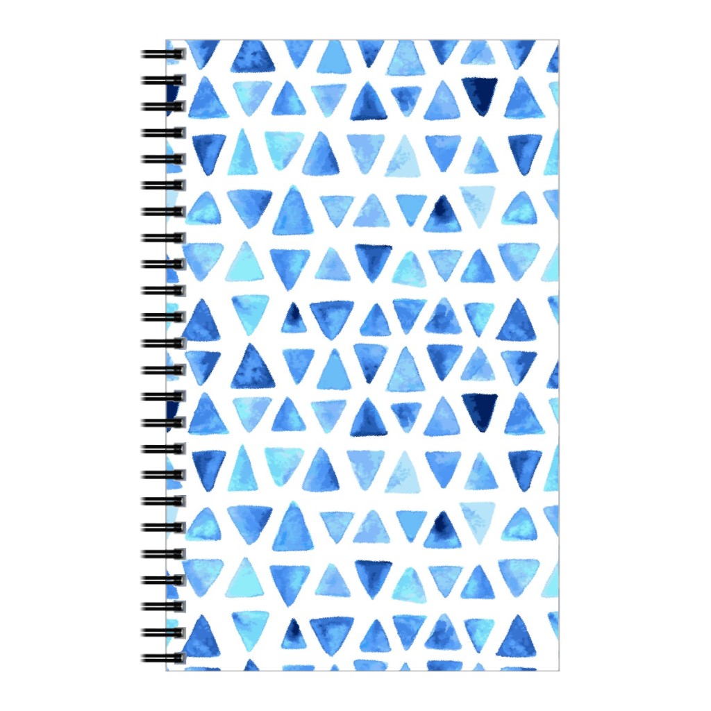 Watercolor Triangles - Blue Notebook, 5x8, Blue, True Blue