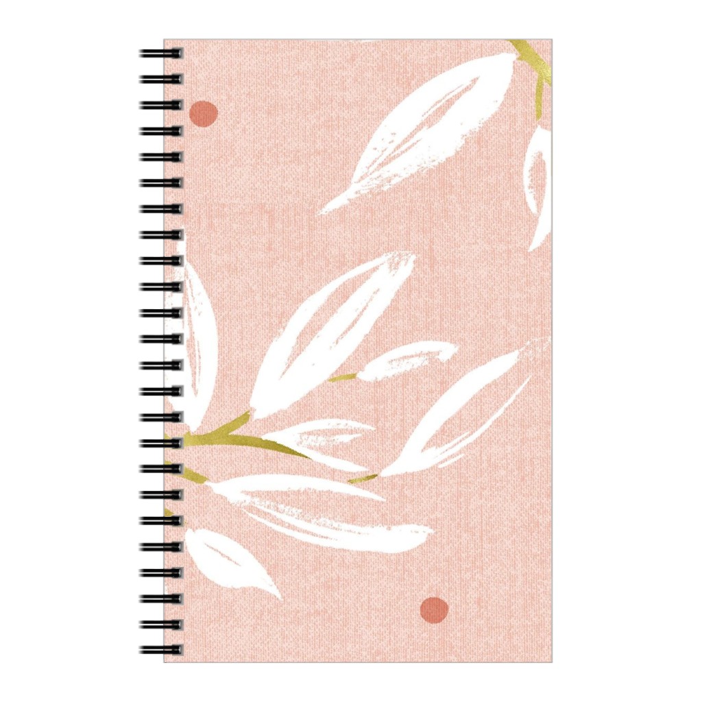 Zen - Gilded Leaves - Blush Pink Large Notebook, 5x8, Pink