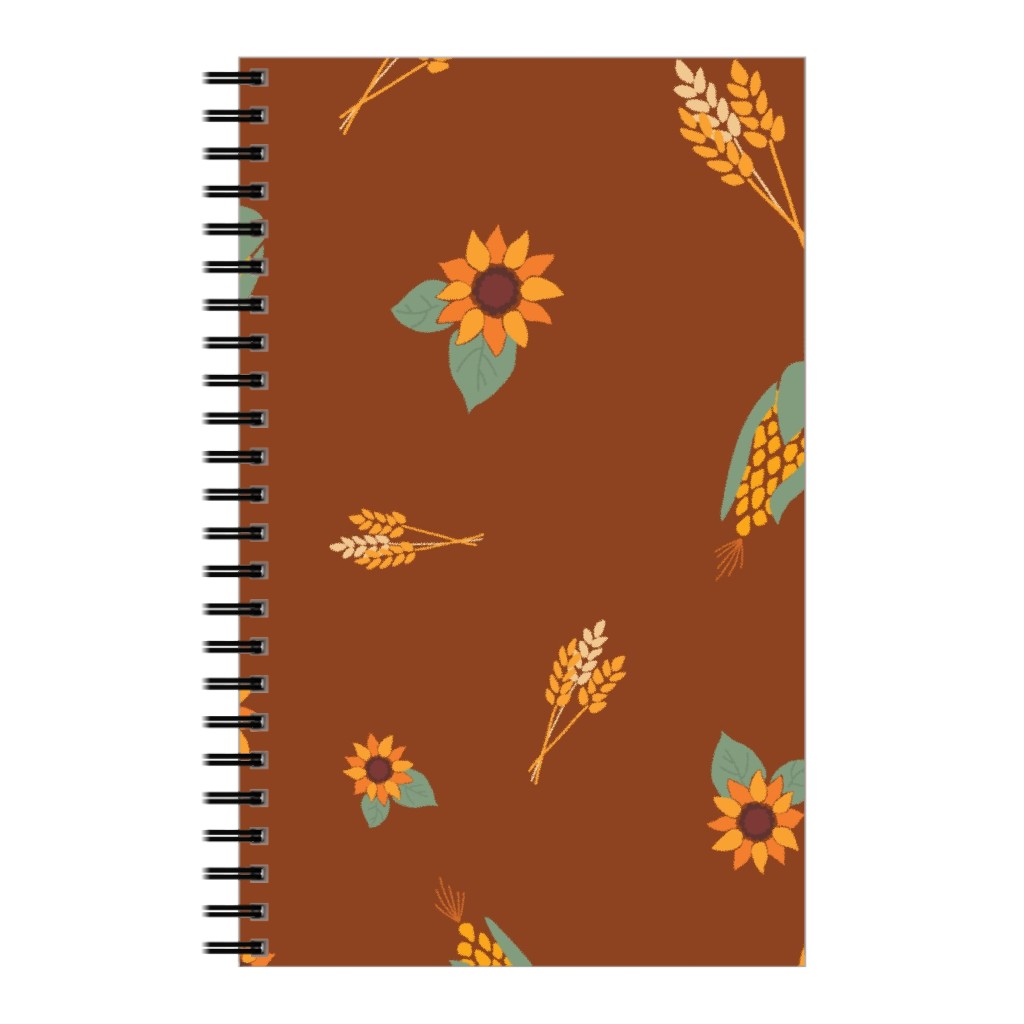 Corn & Sunflowers Notebook, 5x8, Brown