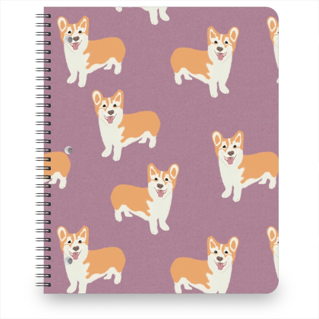 Corgi Notebook, 8.5x11, Purple, Koala