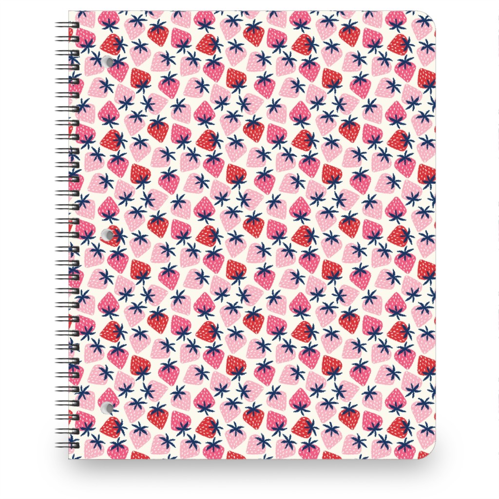 Strawberries - Pink and Red Notebook, 8.5x11, Pink