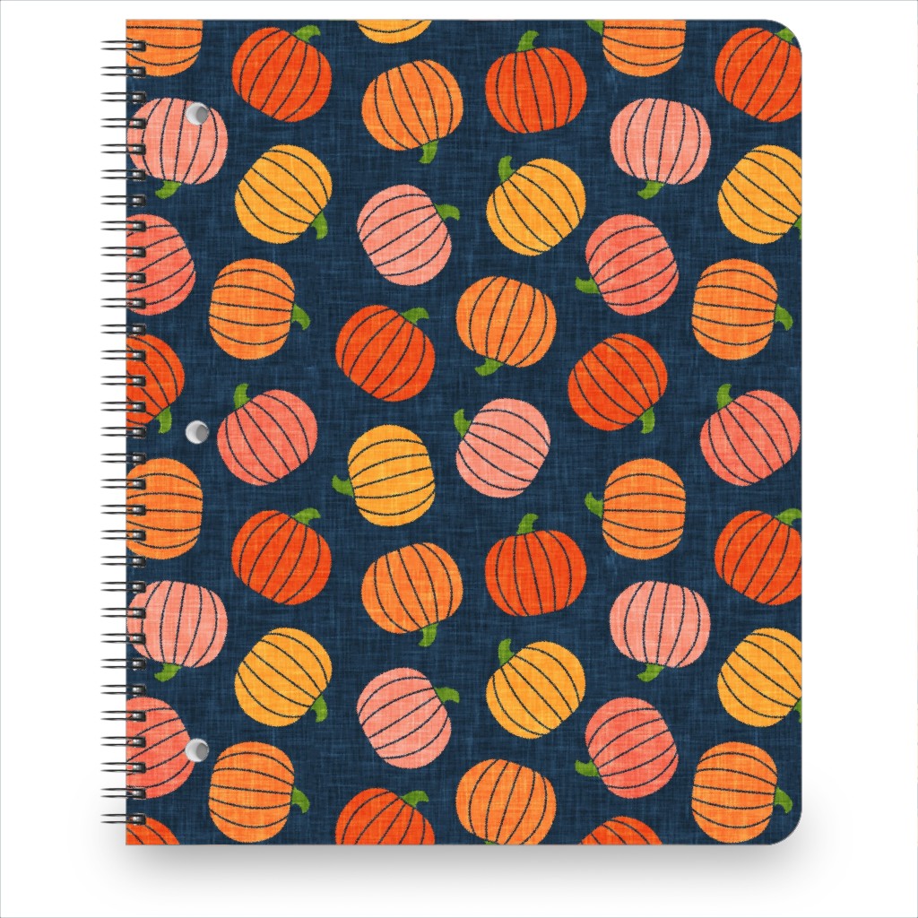 Pumpkin Toss - Orange on Blue Notebook, 8.5x11, Orange, Orange