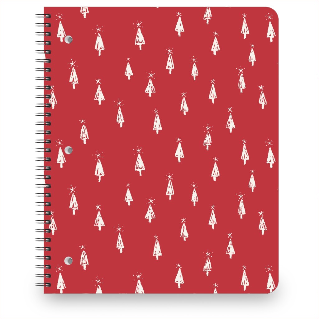 Christmas Trees on Pine Needle Notebook, 8.5x11, Red, Firecracker