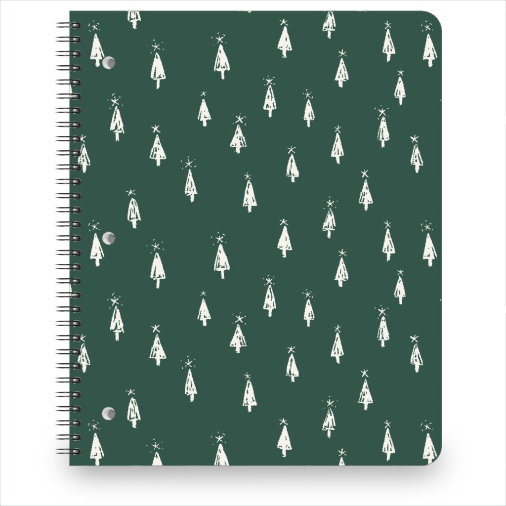 Christmas Trees on Pine Needle Notebook, 8.5x11, Green, Pine