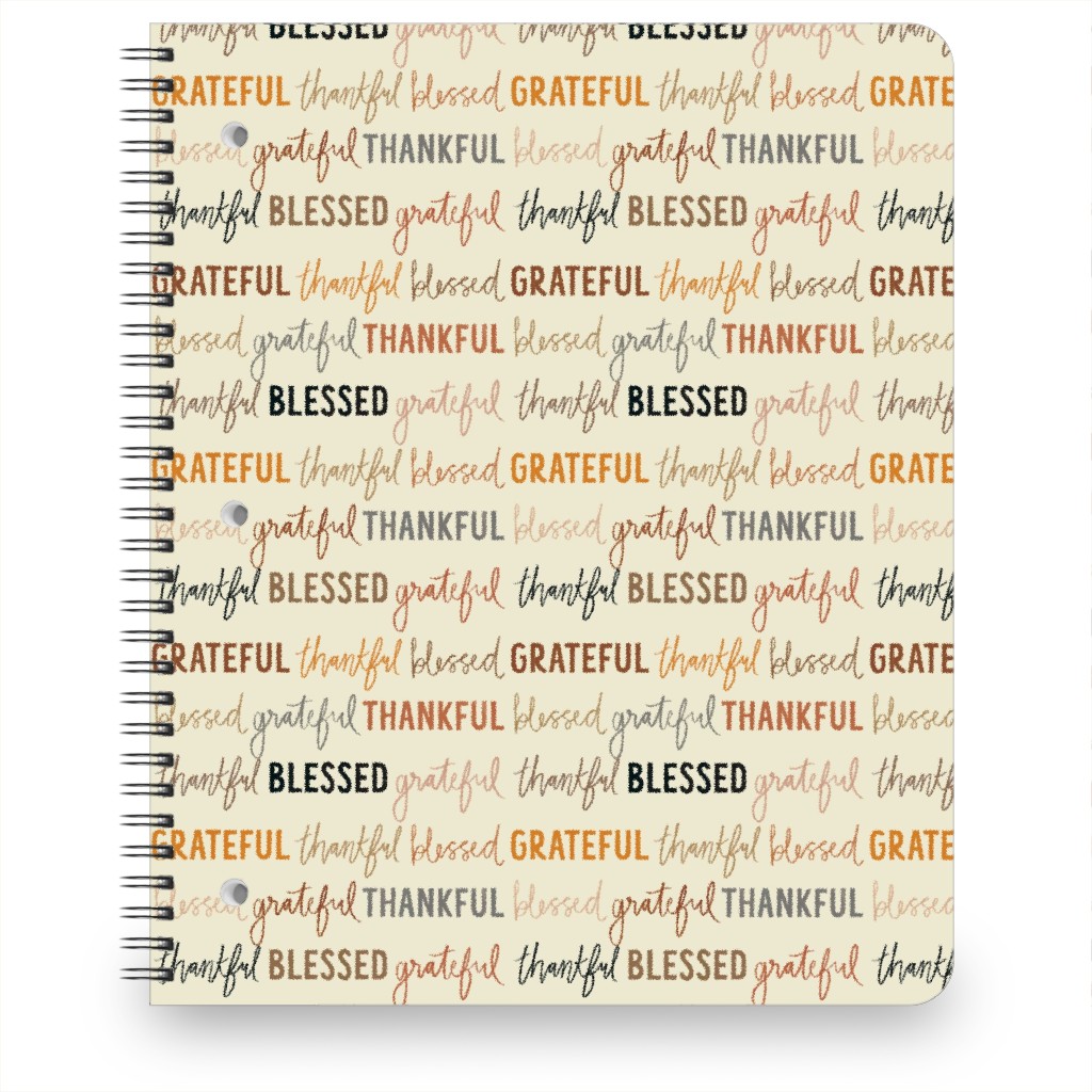 Grateful Thankful Blessed - Terracotta Notebook, 8.5x11, Beige