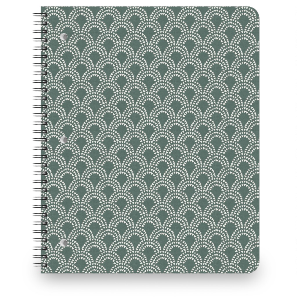 Scalloped Heart Rainbows - Pine Green Notebook, 8.5x11, Green, Classic Green