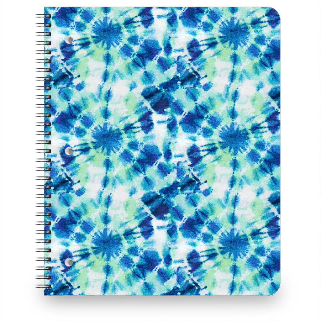 Ink Splat Indigo and Green Tie Dye Notebook, 8.5x11, Blue, True Blue