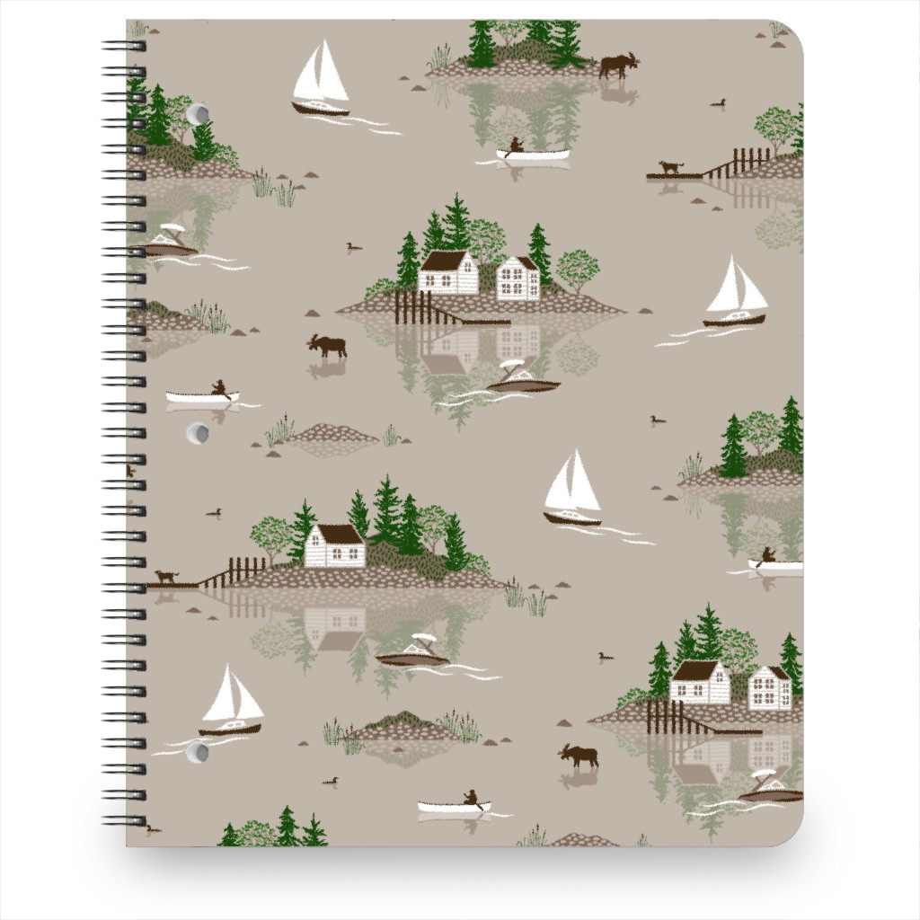Boating on the Lake - Beige Notebook, 8.5x11, Beige, Pearl