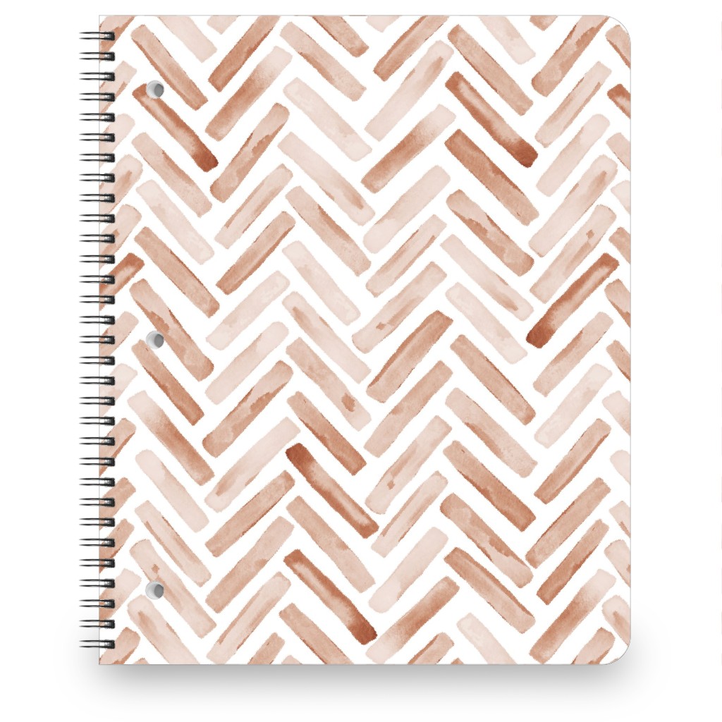 Painted Chevron Herringbone Notebook, 8.5x11, Brown, Desert Rose