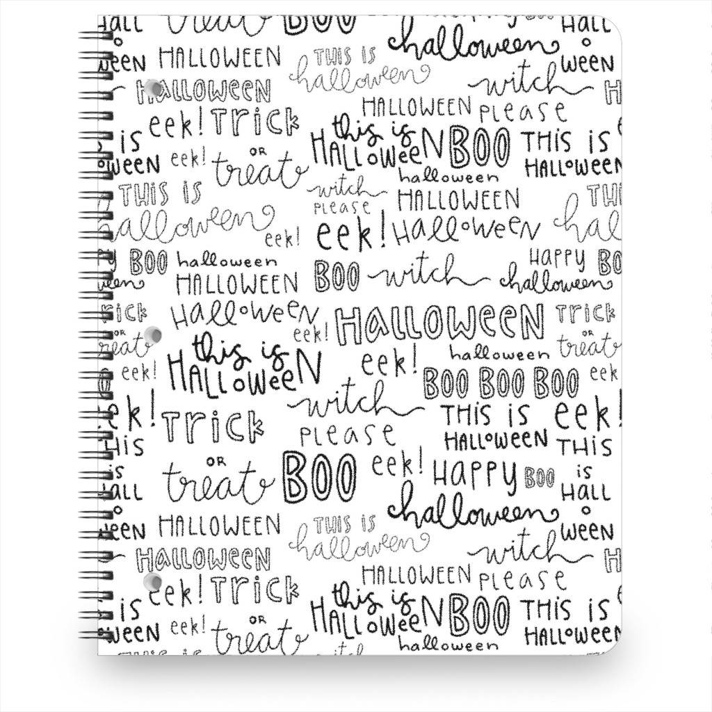 Halloween Words - White Notebook, 8.5x11, White