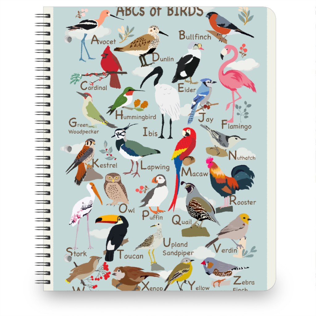 Abcs of Birds Notebook, 8.5x11, Multicolor