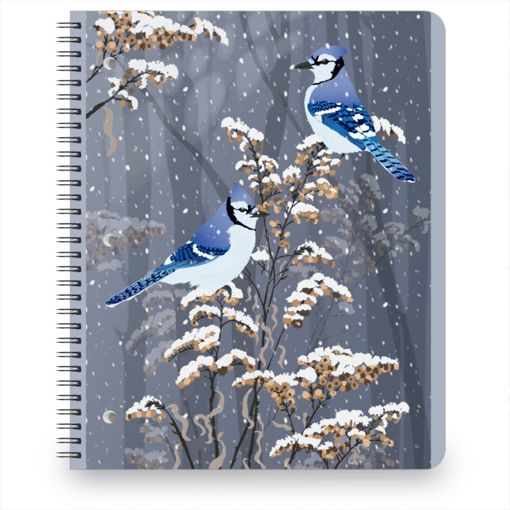 Winter Bluebirds Notebook, 8.5x11, Gray, Gray