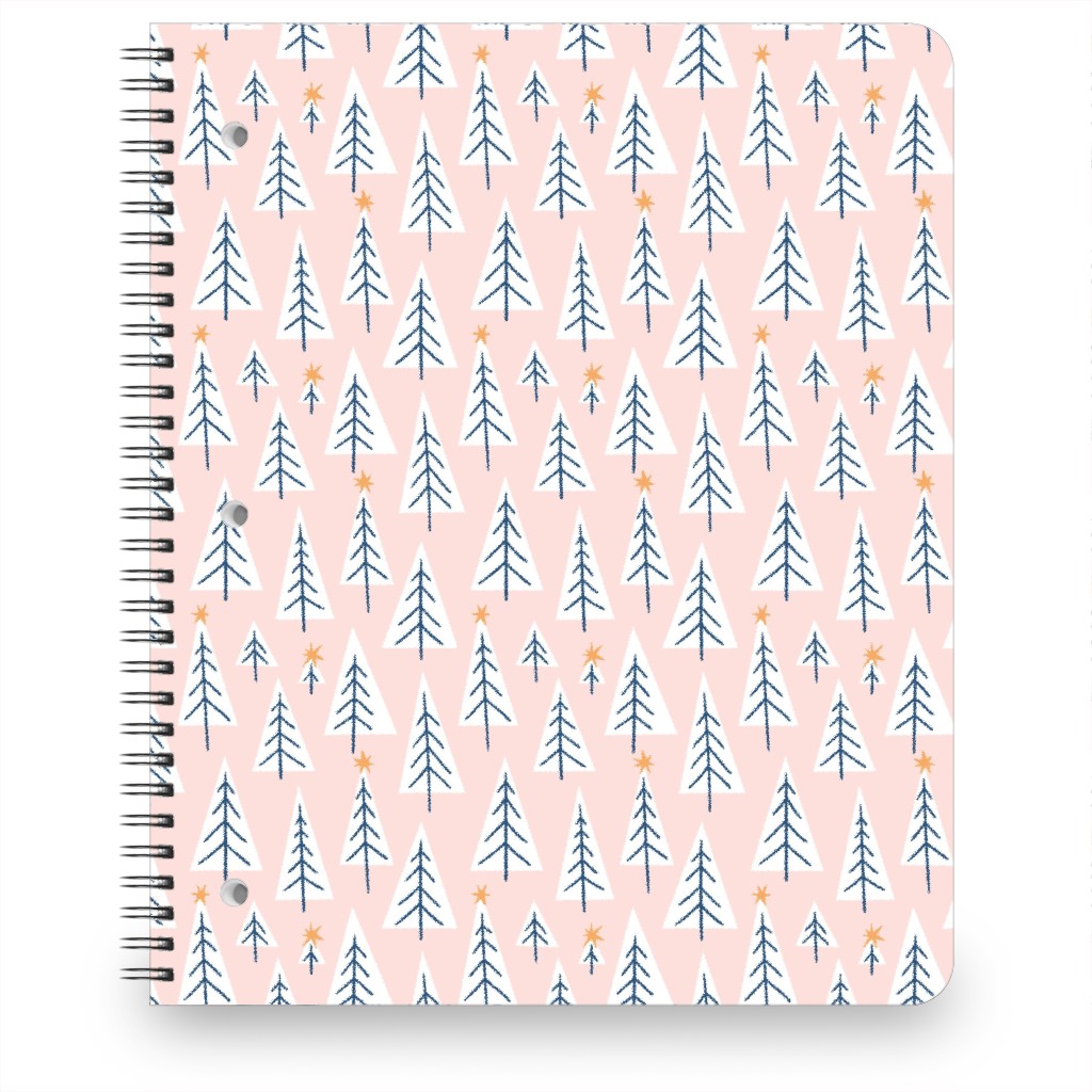 Christmas Forest - Pink Notebook, 8.5x11, Pink, Bright Pink