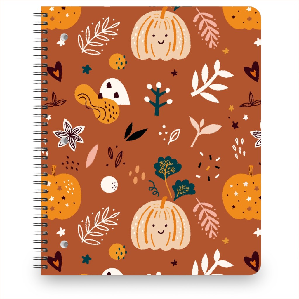 Autumn Pattern - Orange Notebook, 8.5x11, Orange