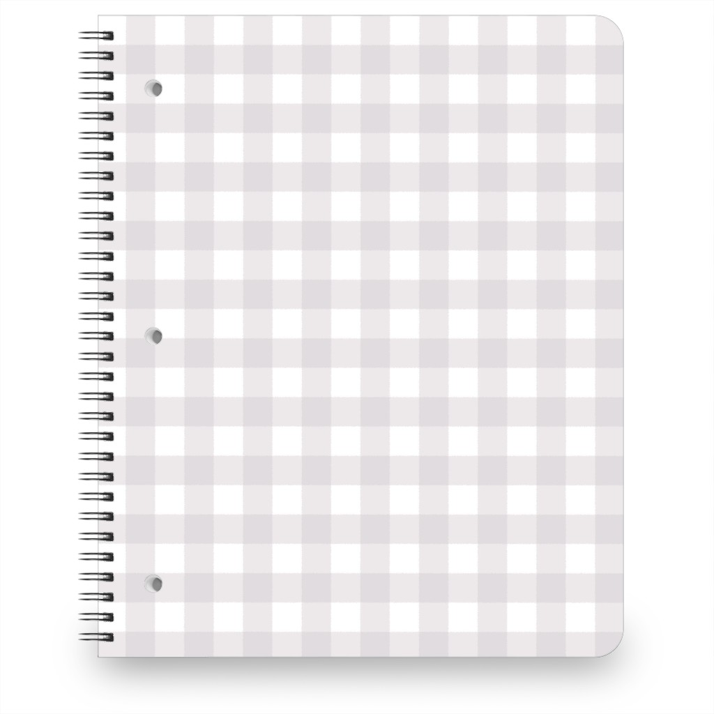 Gingham Check Notebook, 8.5x11, Gray, Silver Lining