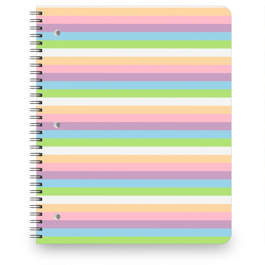 Multi Colored Stripes - Pastel Notebook, 8.5x11, Multicolor