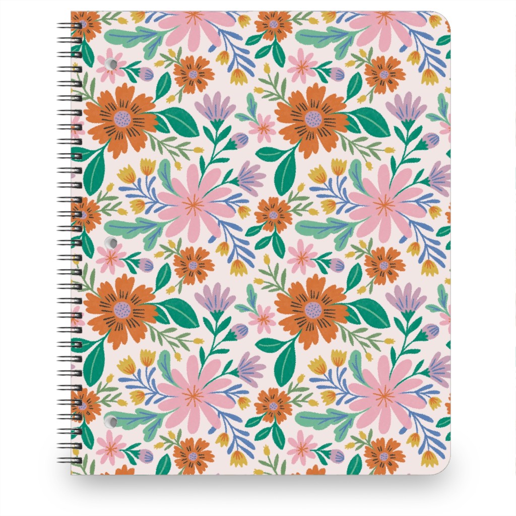 Happy Flowers - Pink Multi Notebook, 8.5x11, Pink