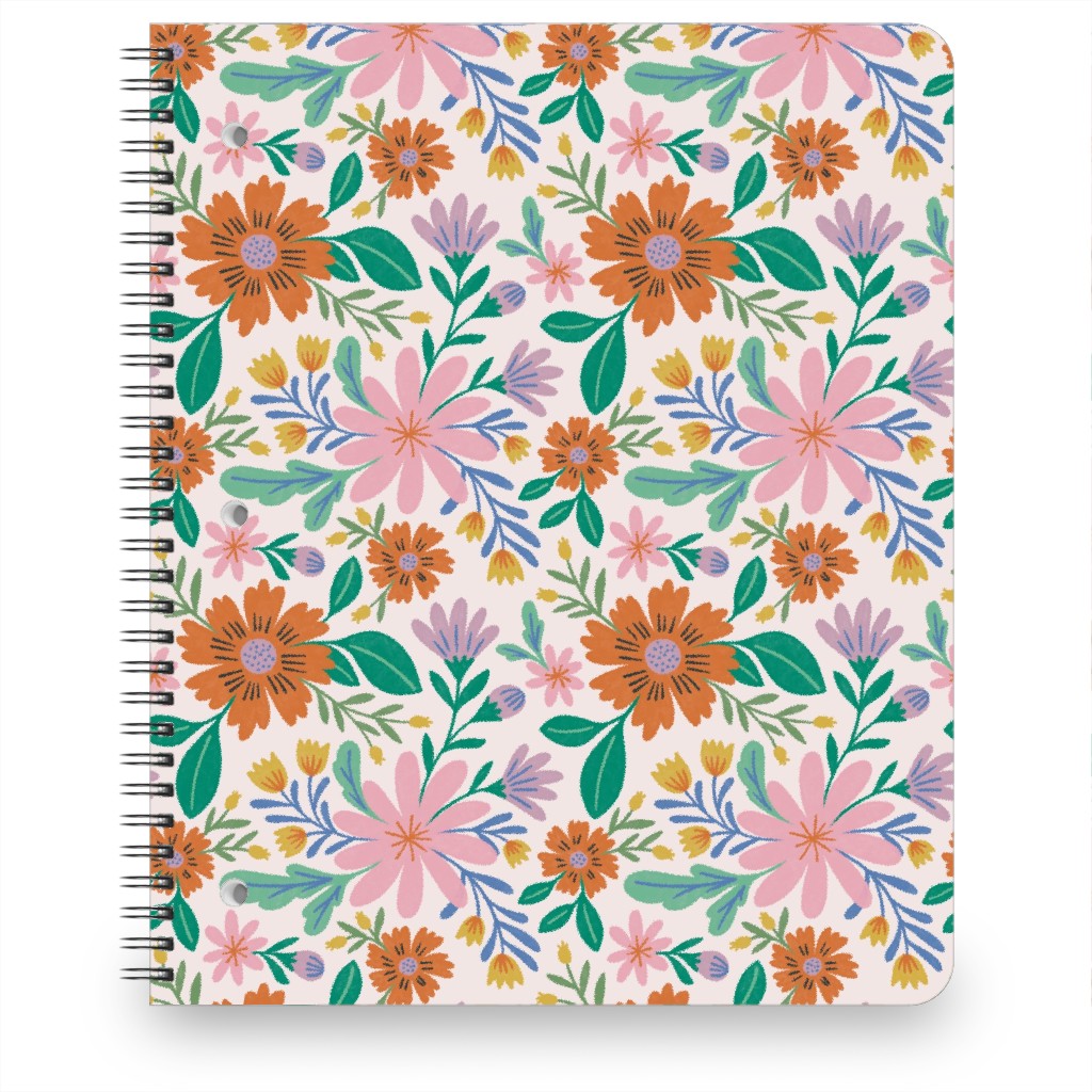 Happy Flowers - Pink Multi Notebook, 8.5x11, Pink, Bright Pink
