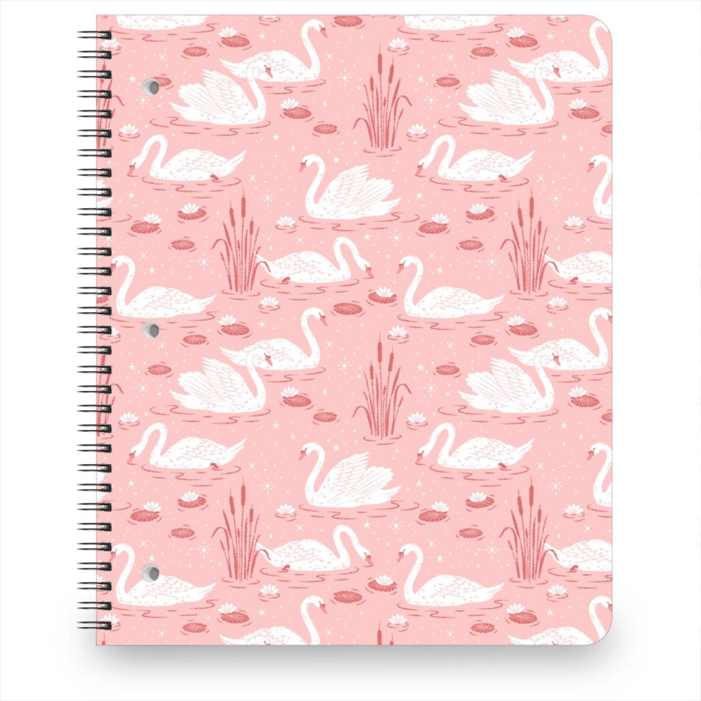 Summer Swans Notebook, 8.5x11, Pink, Bloom
