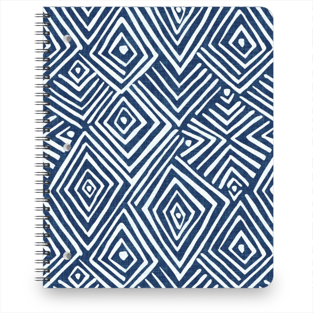 Diamond Mud Cloth -Blue Notebook, 8.5x11, Blue