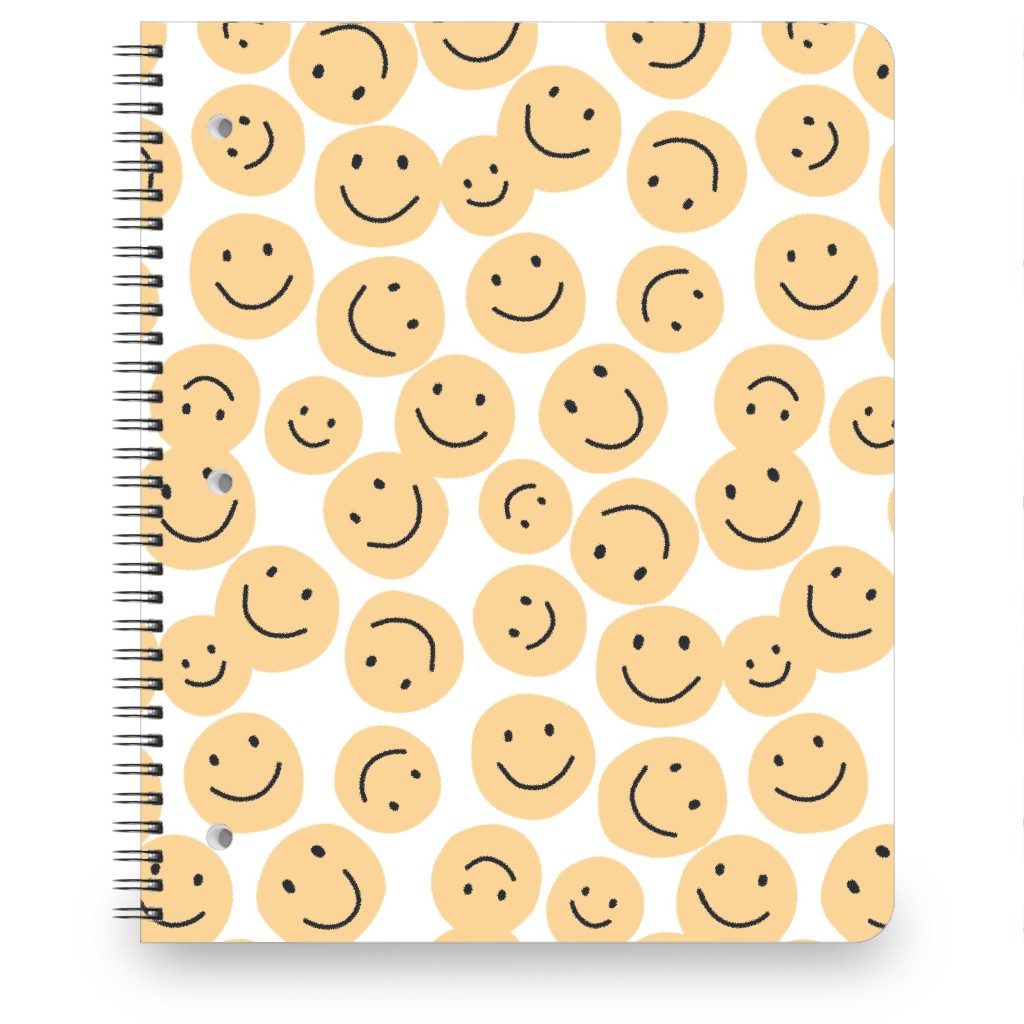 Happy Smiley Faces - Yellow Notebook, 8.5x11, Yellow