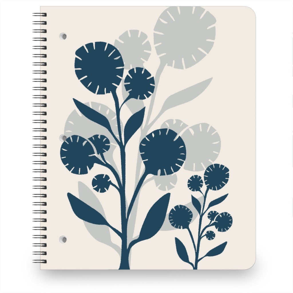 Abstract Flower Notebook, 8.5x11, Blue