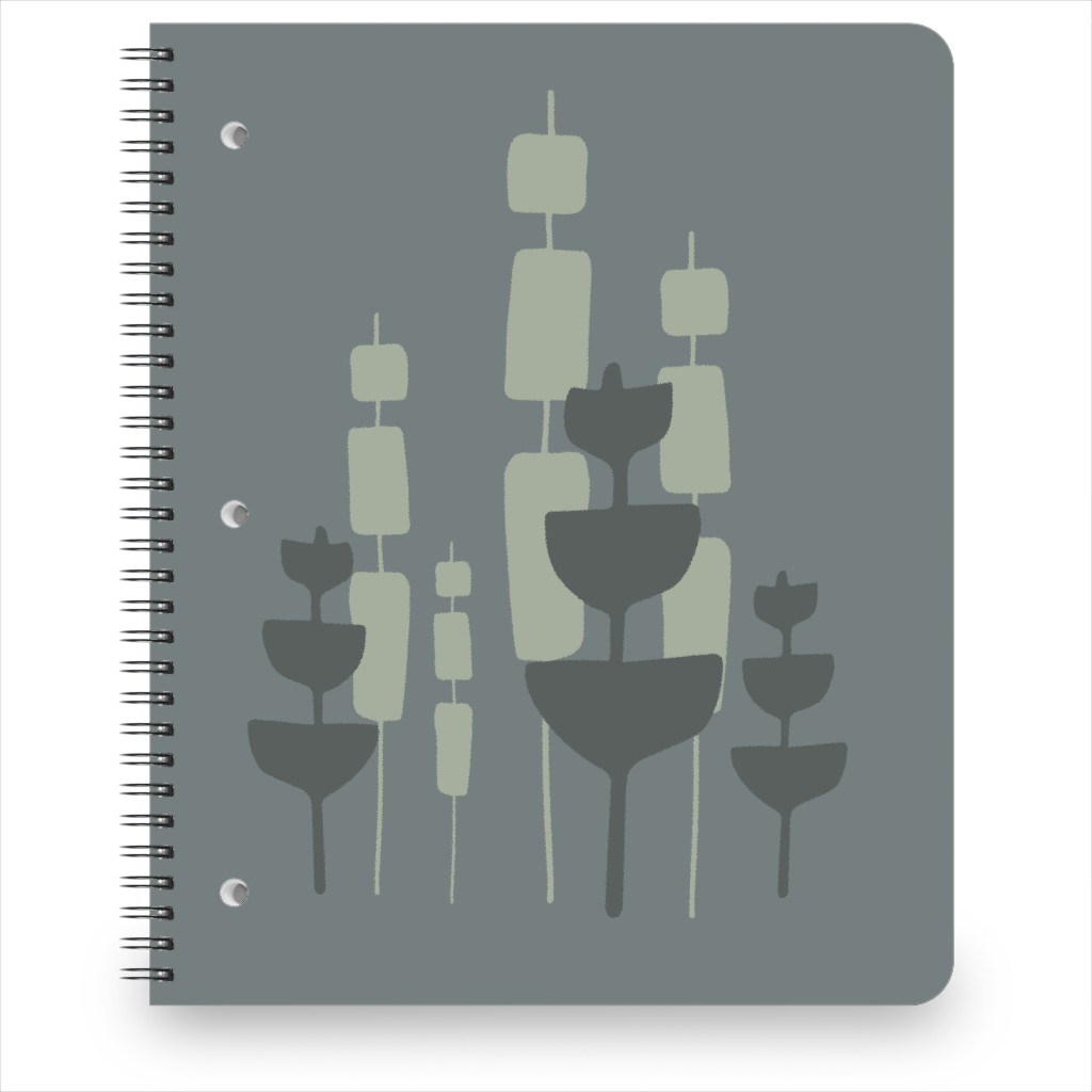 Cattail & Pods Notebook, 8.5x11, Gray, Cool Gray