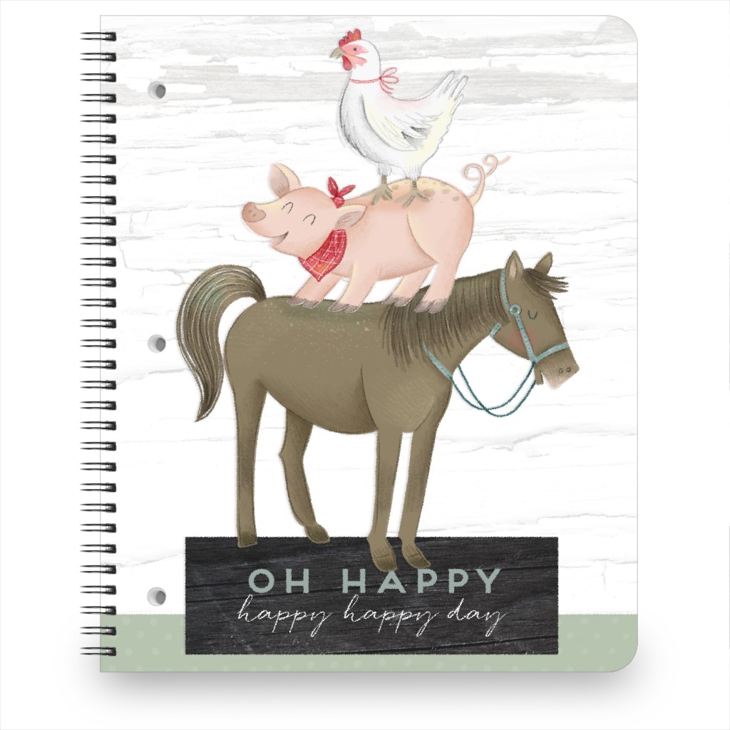 Stacked Happy Farm Animals - Multi Notebook, 8.5x11, Multicolor