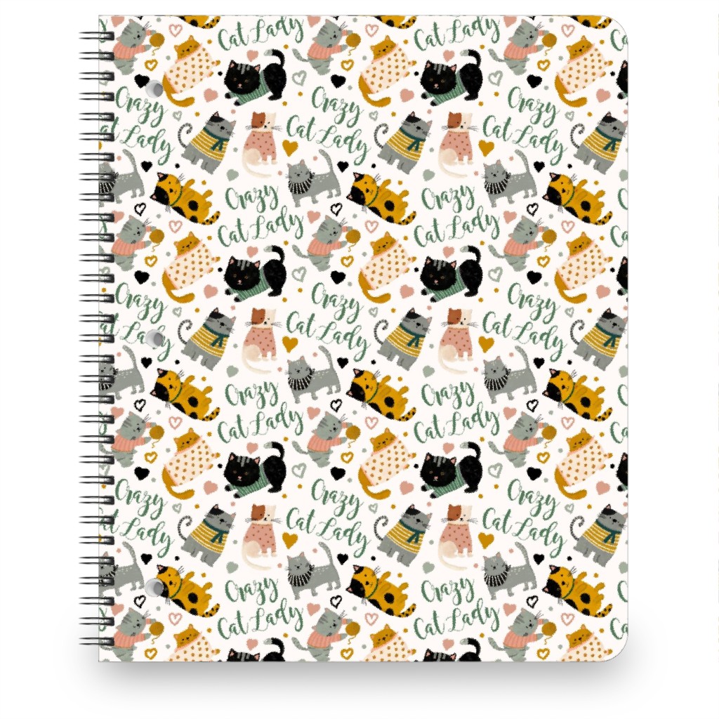 Crazy Cat Lady - Multicolor on Light Notebook, 8.5x11, Multicolor