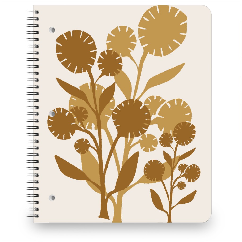 Abstract Flower Notebook, 8.5x11, Brown