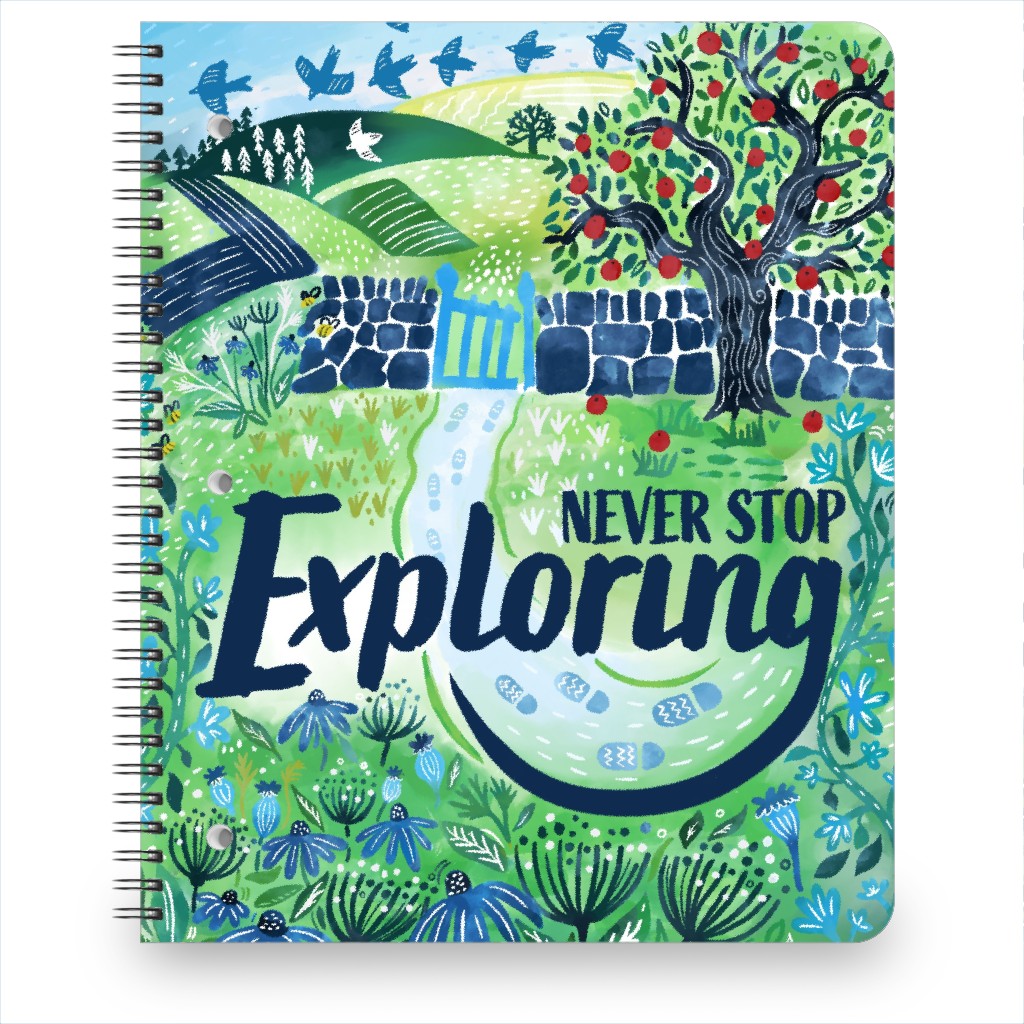 Never Stop Exploring - Green Notebook, 8.5x11, Green