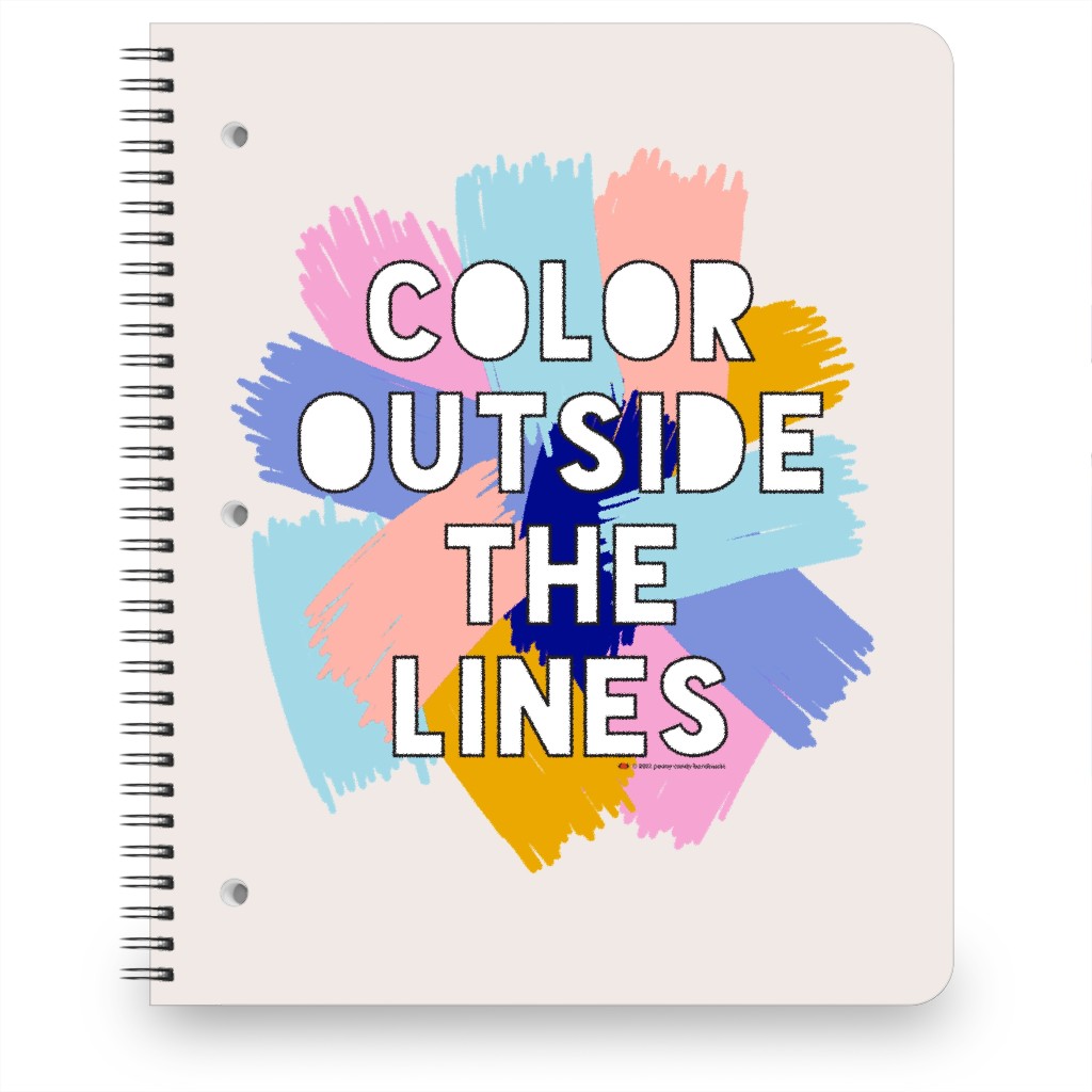 Color Outside the Lines - Pastels on Beige Notebook, 8.5x11, Multicolor