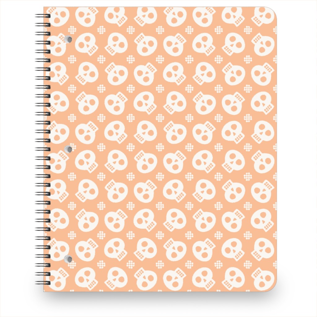 Halloween Skulls Notebook, 8.5x11, Orange