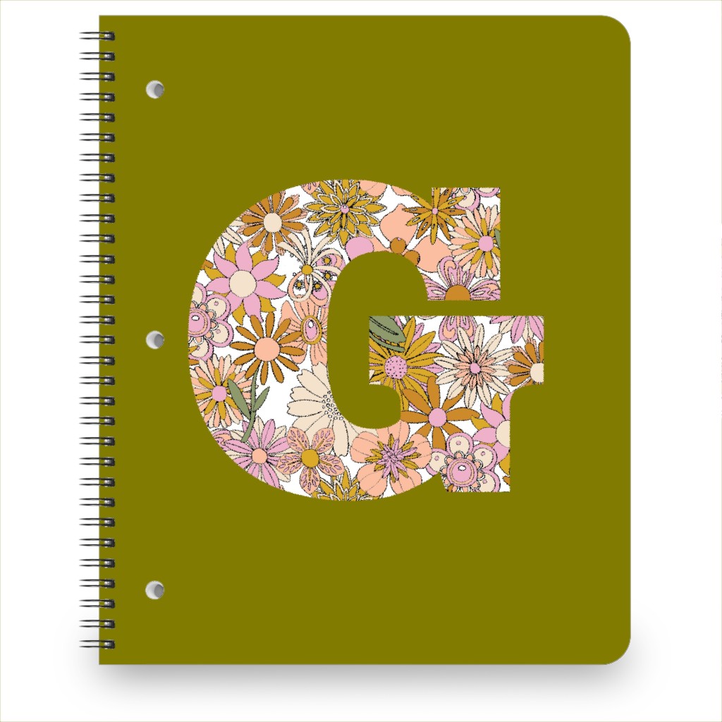 Chelsea Initial G Notebook, 8.5x11, Green, Classic Green