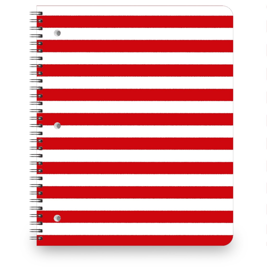 Simple Horizontal Stripe Notebook, 8.5x11, Red, Red