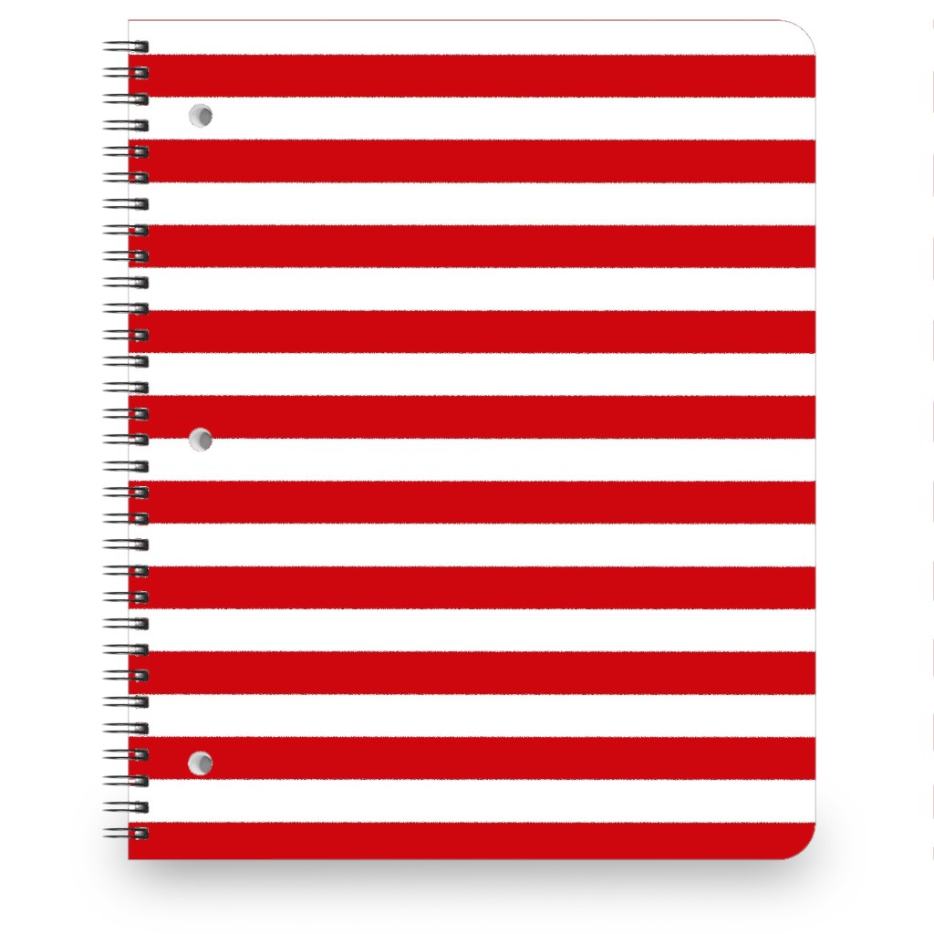 Simple Horizontal Stripe Notebook, 8.5x11, Red