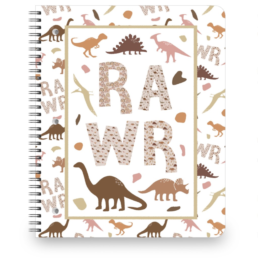 Rawr Dinosaurs - Neutral Notebook, 8.5x11, Multicolor