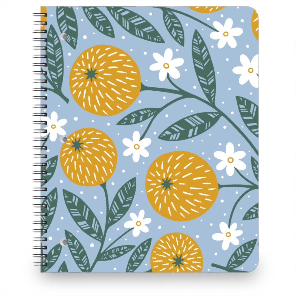 Orange Trees - Blue Notebook, 8.5x11, Blue, True Blue