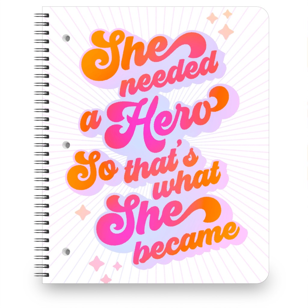 Motivational Hero Quote for Her - Candy Rainbow Notebook, 8.5x11, Orange
