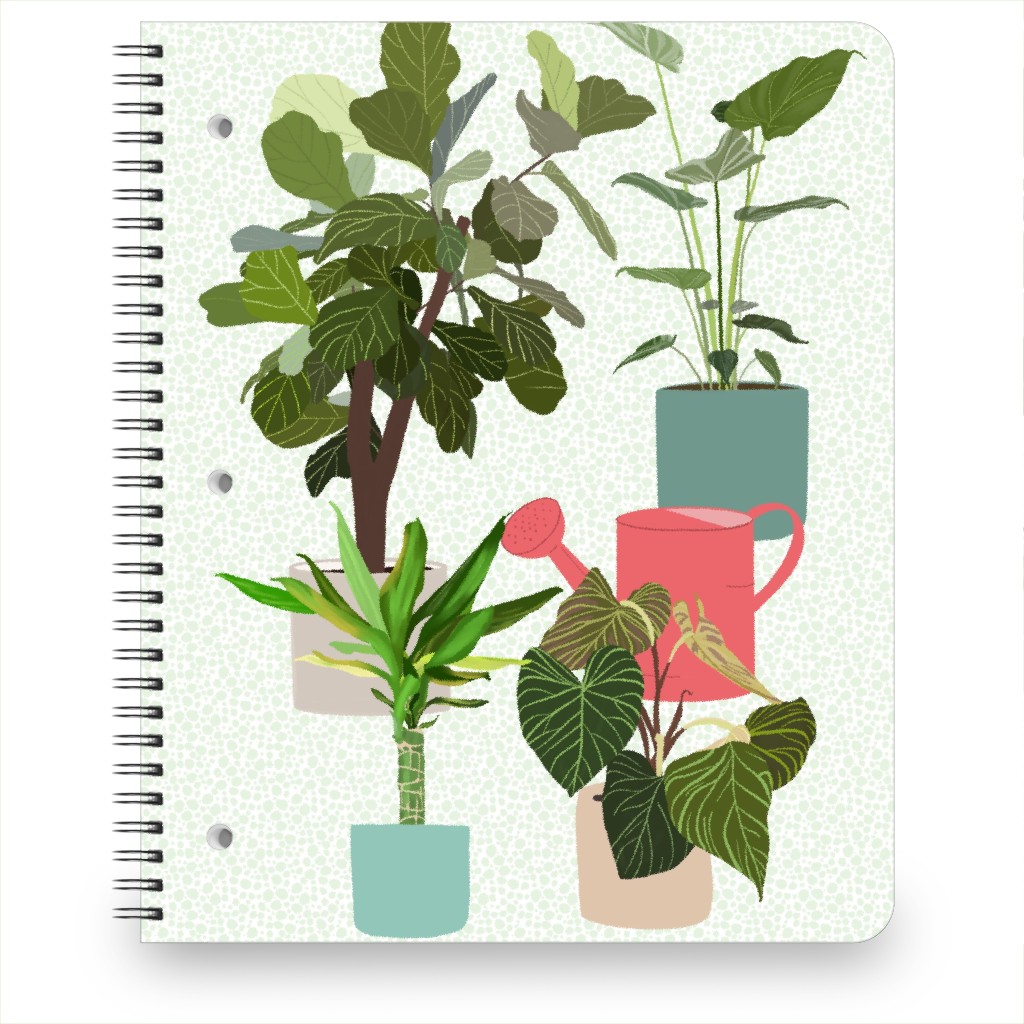 Indoor Plants & Watering Can Notebook, 8.5x11, Green, Classic Green