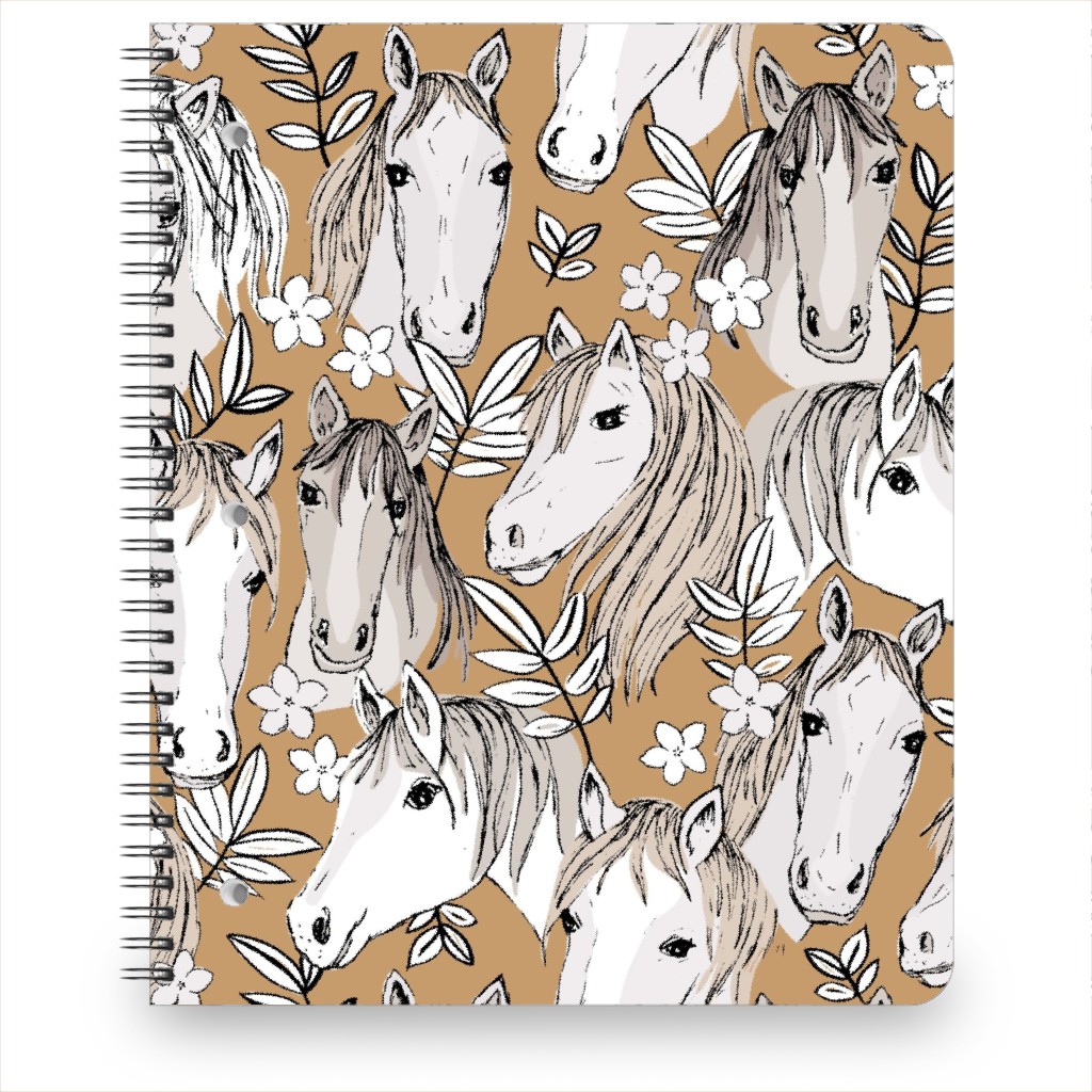Wild Horses Notebook, 8.5x11, Brown