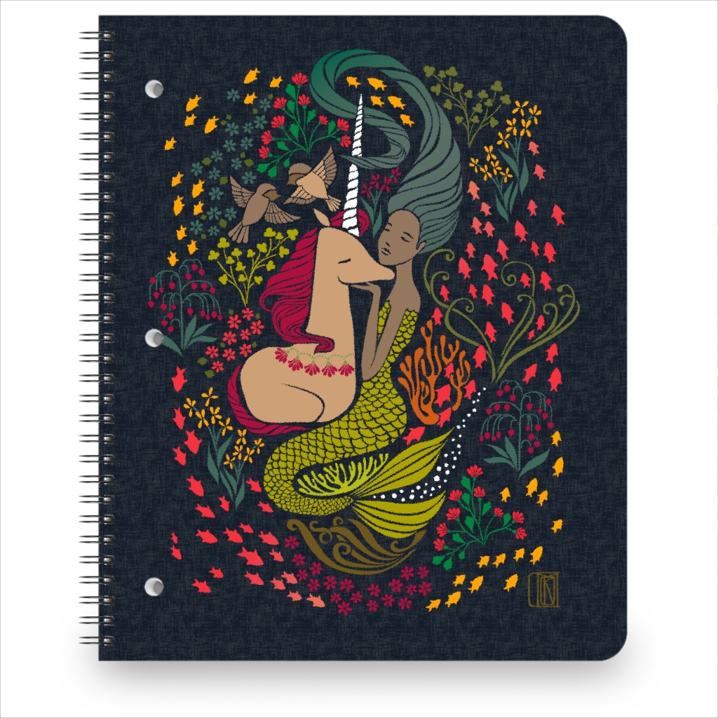 the Mermaid and the Unicorn Notebook, 8.5x11, Multicolor, Silhouette