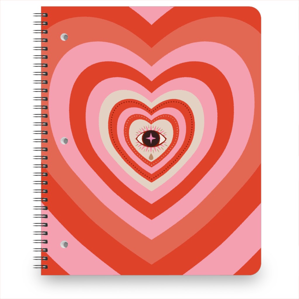 Heart Aesthetic With Crying Eye - Pink Notebook, 8.5x11, Pink, Bright Pink