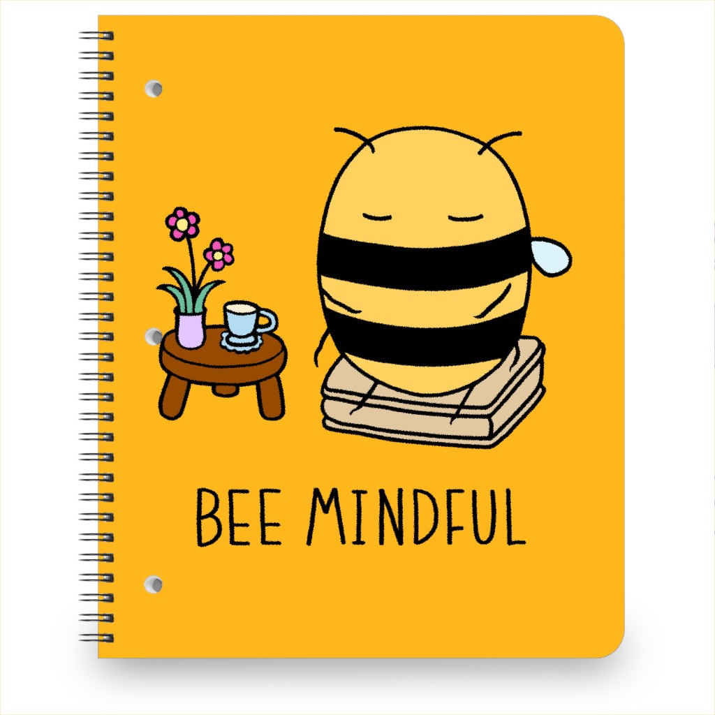 Bee Mindful Notebook, 8.5x11, Yellow, Mustard