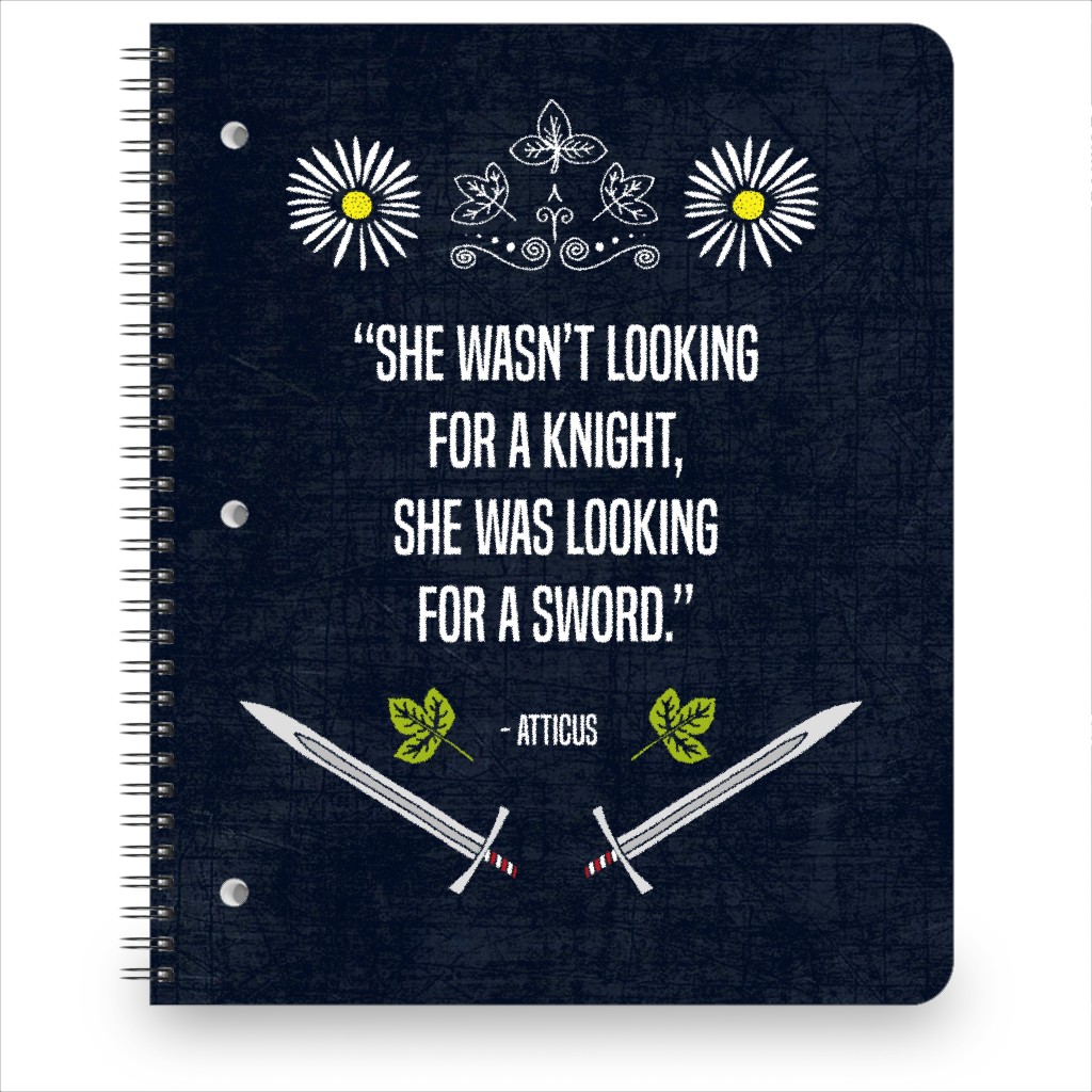 She Was Looking for a Sword - Black Notebook, 8.5x11, Black